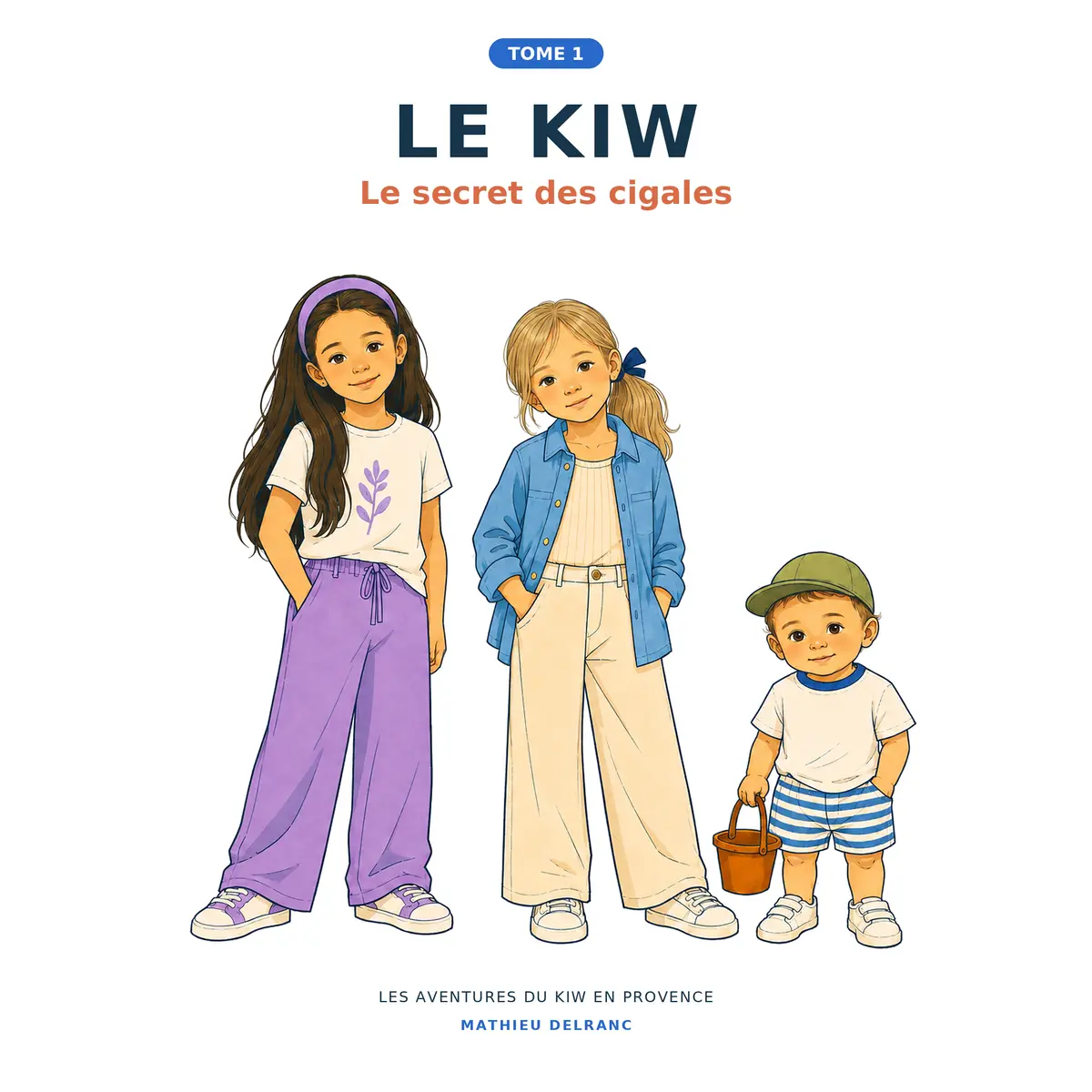 Couverture du tome 1, LE KIW, Le secret des cigales, avec Le Kiw, Nono et Raf